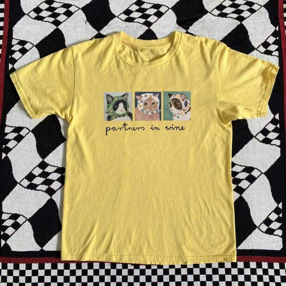 Yellow Partners In Wine Cotton Tee